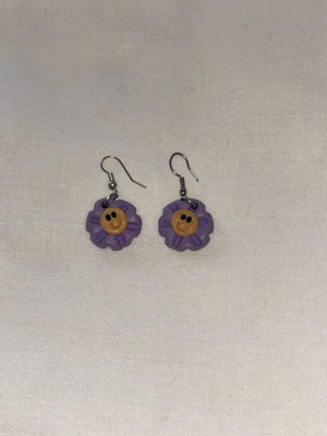 Handmade earrings like new polymer clay with purple flower