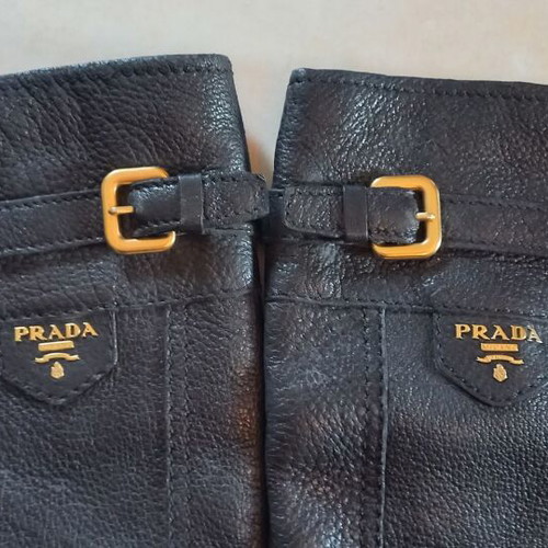 Prada boots black leather size 38.5 like new