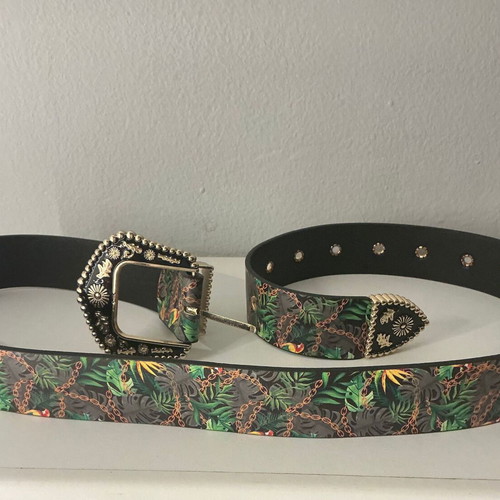 Belt with Parrot Pattern new, multicolored, size 115