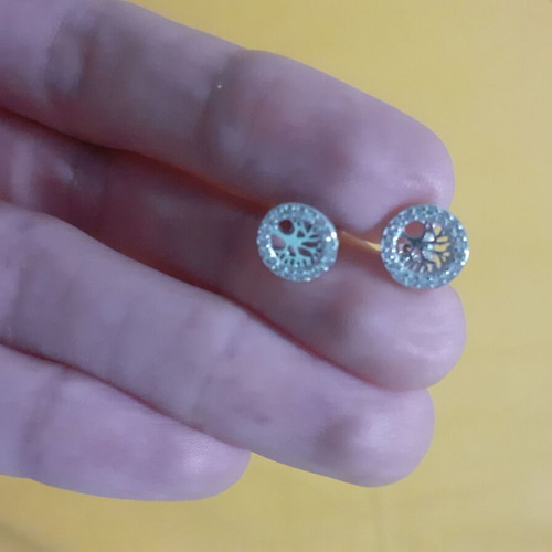 Stud earrings with tree of life new, silver