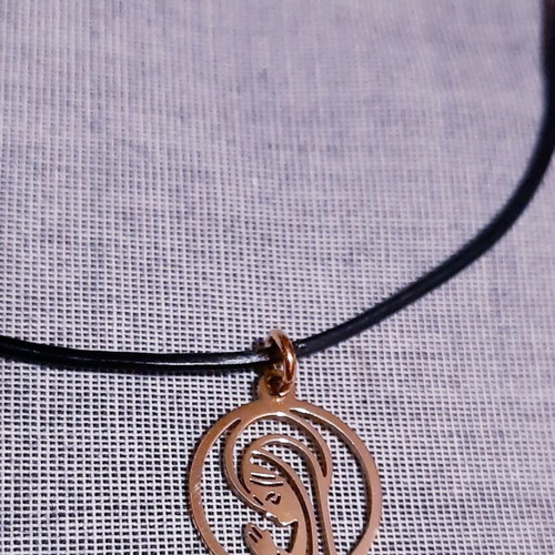 Madonna necklace handmade gold with genuine leather strap new
