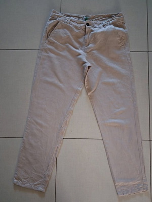 Γυναικείο παντελόνι Benetton μεταχειρισμένο, λινό μπεζ XXL