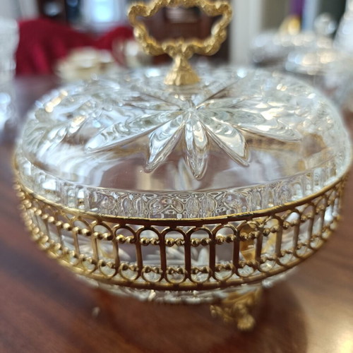 Crystal fondue dish like new with gold details