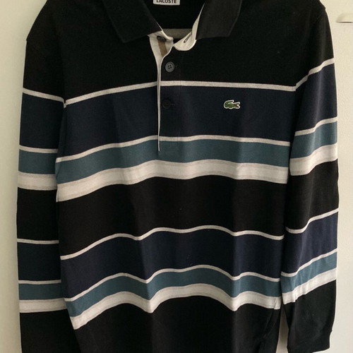 Lacoste long sleeve polo with stripes like new, size M