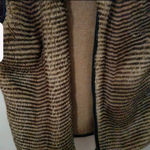 Synthetic fur vest brown like new with decorative zipper