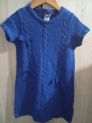 GRD knitted girls dress blue 6 years like new