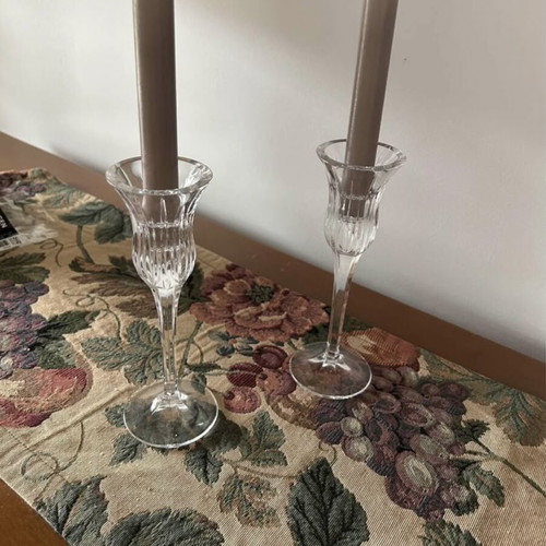 Crystal candlesticks like new, set of 2, 20 cm height