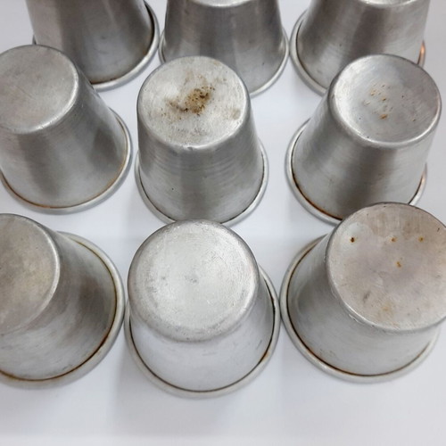 Retro aluminum baking molds used, set of 9 for creme caramel