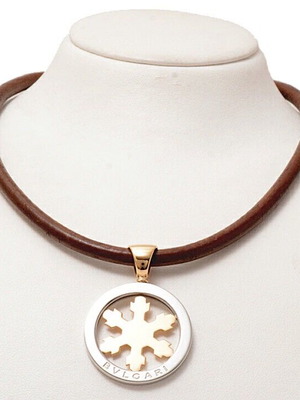 BVLGARI TONDO SNOWFLAKE 18K GOLD & STAINLESS STEEL PENDANT