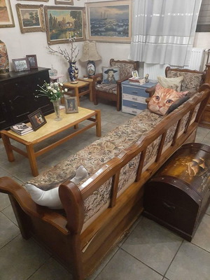 Rustic living room set used with three-seat sofa and 2 armchairs