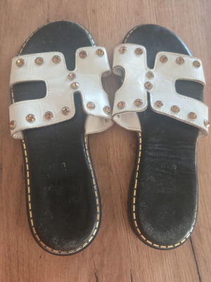 Haralas flip flops with strass used, size 37, white