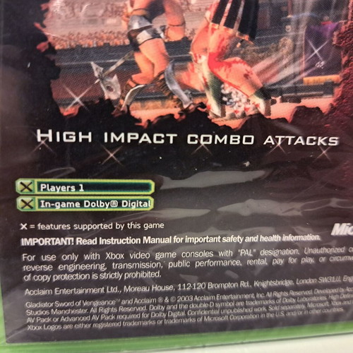 Xbox Gladiator Sword of Vengeance PAL new, sealed