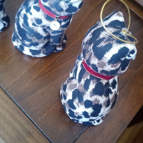Set of three leopard cat ornaments with charms like new
