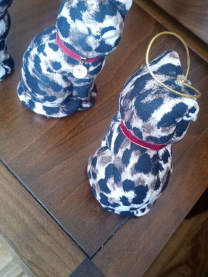 Set of three leopard cat ornaments with charms like new
