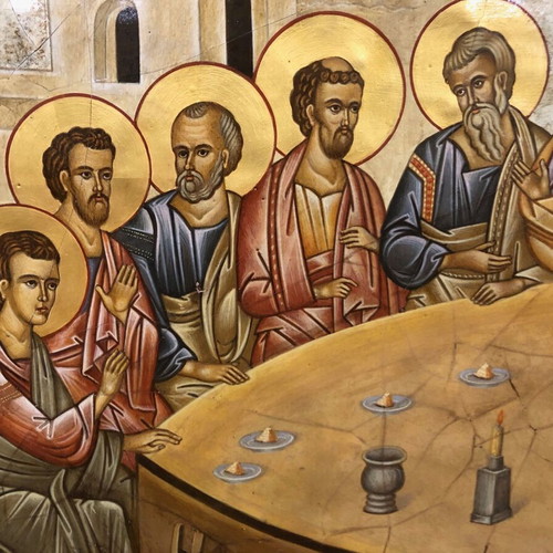 Fresco painting used, Last Supper by A Sevastos 93x58 cm