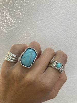 Silver handmade ring with natural mint aqua chalcedony (925)