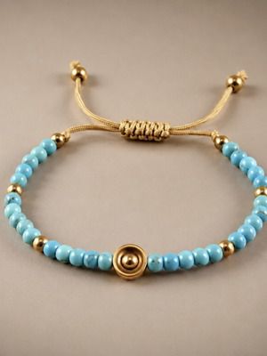 Bracelet with turquoise and gold beads, new