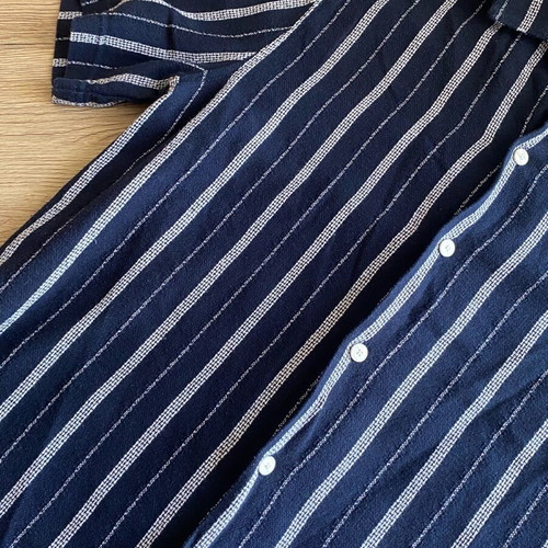 Zara men's blue striped short-sleeve shirt, medium
