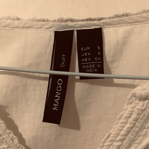 Mango cotton tunic dress white size S new with romantic embroidery
