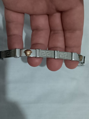 Steel bracelet with Meander and Medusa design Versage, like new