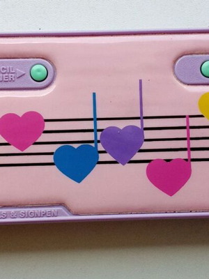 Vintage Magnetic Pencil Case 1989 used with notes and accessories