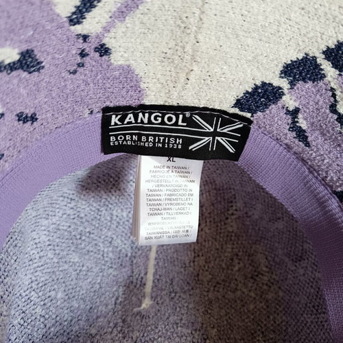 Kangol women's bucket hat, purple and white, size XL