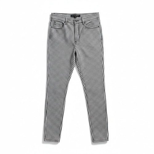 Stradivarius Black and White Checkered Super High Waist Jeans, Size 38