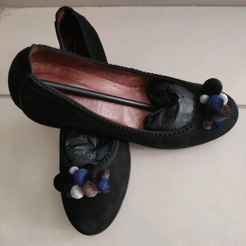 Hispanitas women's shoes ballerinas size 39 like new, suede with tassels