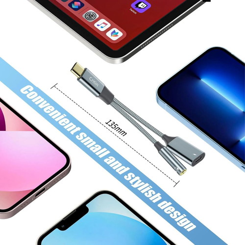 DAC USB C to 3.5mm Aux Adapter with 60W Fast Charging