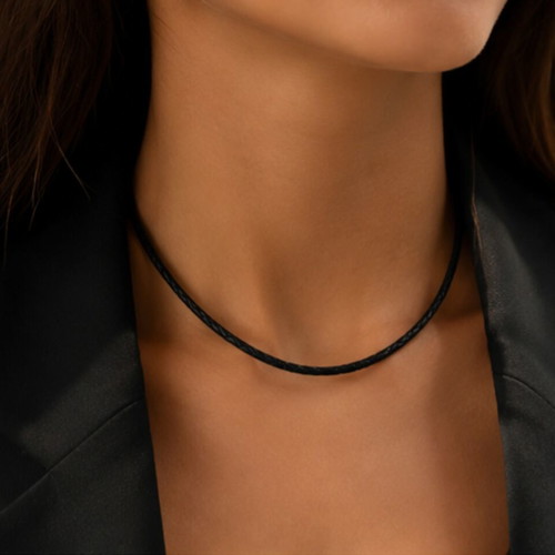 Necklace 5 cm genuine leather with 925 silver clasp new