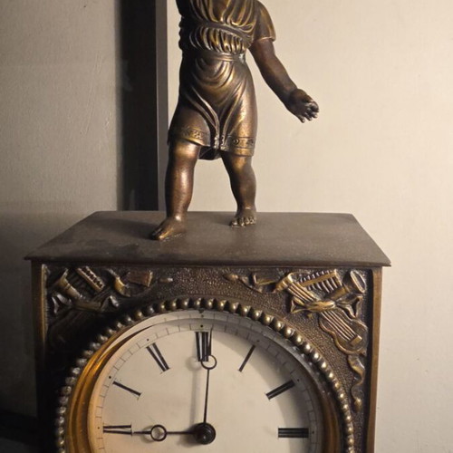Bronze Pendulum Clock Refurbished, 37 cm Height, 8 Day Movement