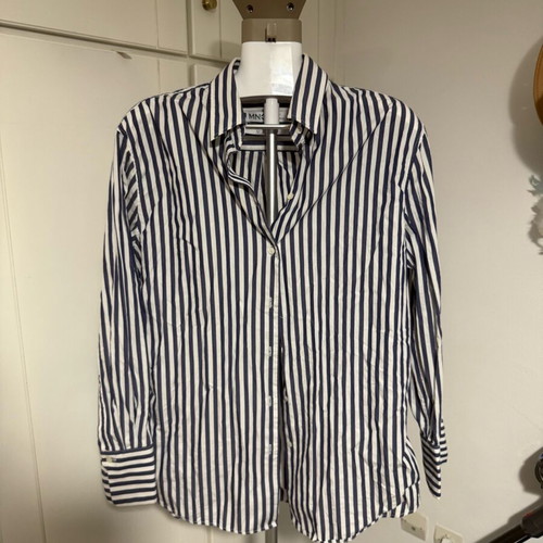 Mango women's blue striped long-sleeve shirt like new, size M
