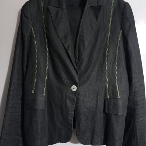 Salvatore Rinaldi Milano linen black suit with green details like new
