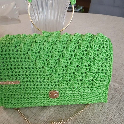 Emerald Summer handmade green knitted crossbody bag new
