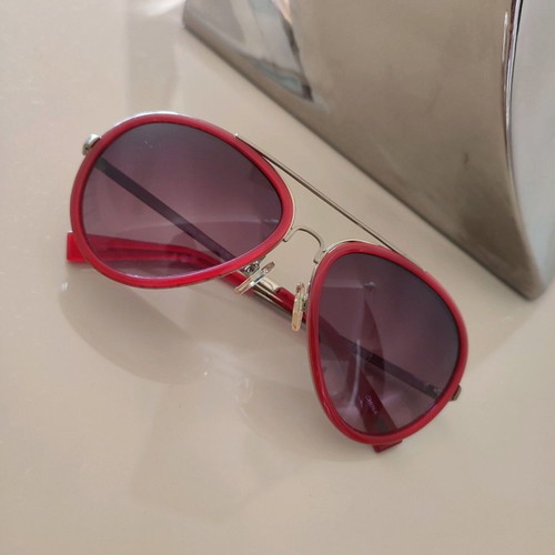 Fossil aviator sunglasses red frame used