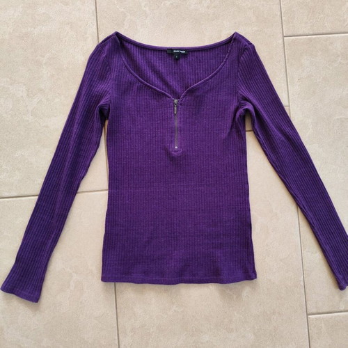 Purple long-sleeve blouse with zipper Tally Weijl like new, size S