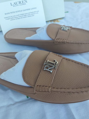 Ralph Lauren Backless Mules new, brown leather, size 39