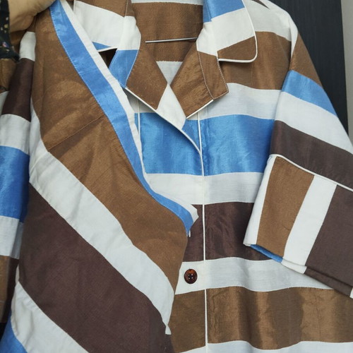 Dorina Savva taffeta set medium large like new, blue and brown