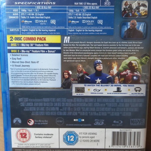 Avengers Assemble 3D & 2D Blu-ray with English subtitles