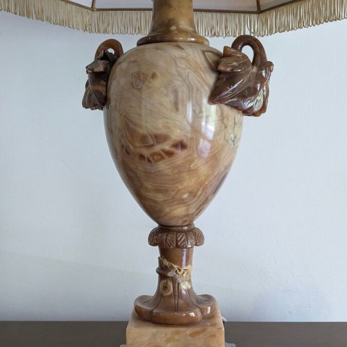 Vintage table lamp made of natural onyx alabaster, classic style