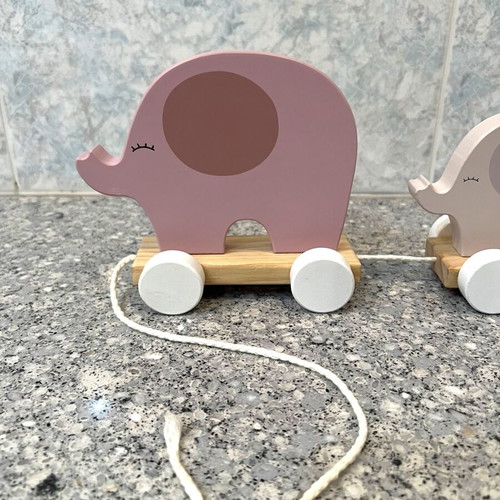 JaBaDaBaDo Pull-Along Toy Elephant wooden set like new