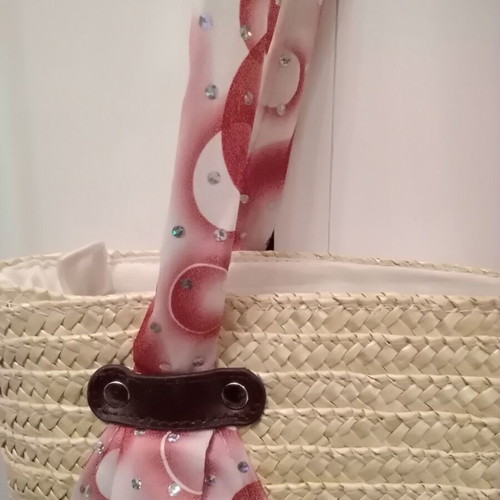 Children's handbag like new, pink with rhinestones and beige net