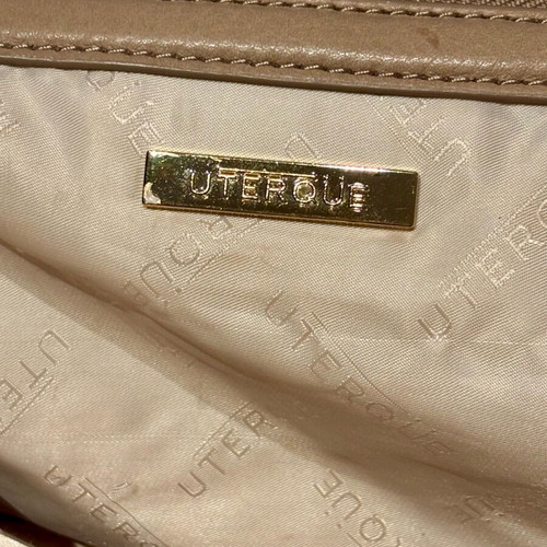 Uterque handbag like new, nude beige with gold details