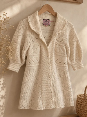 Juicy Couture vintage knitted cardigan size S, like new, cream
