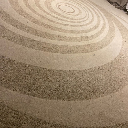 Carpet rug used, beige light and dark 2.90x1.95 m