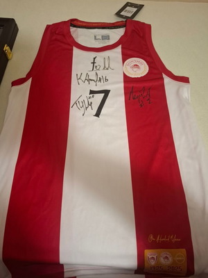 Olympiacos Signed 100 Years Anniversary Basketball Jersey Large