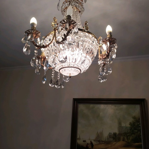 Chandelier with crystals like new