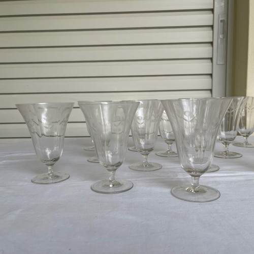 Set of 24 Crystal Art Deco Antique Glasses used