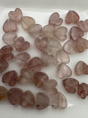 Strawberry quartz heart beads like new, 6 mm