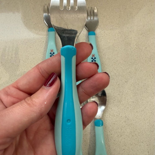 Chicco baby fork and spoon sets used, 4 pieces, blue for 18+ months